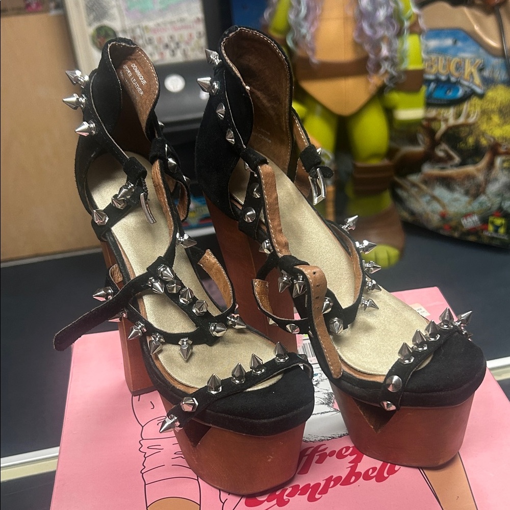 Jeffrey Campbell Dominique Black/Silver Platform Spiky Heels